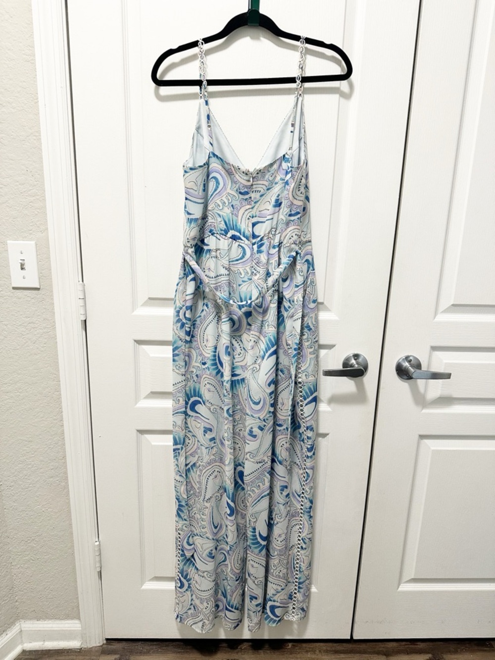 Marciano Paisley Print Jumpsuit in Light Blue and White - Picture 3 of 10